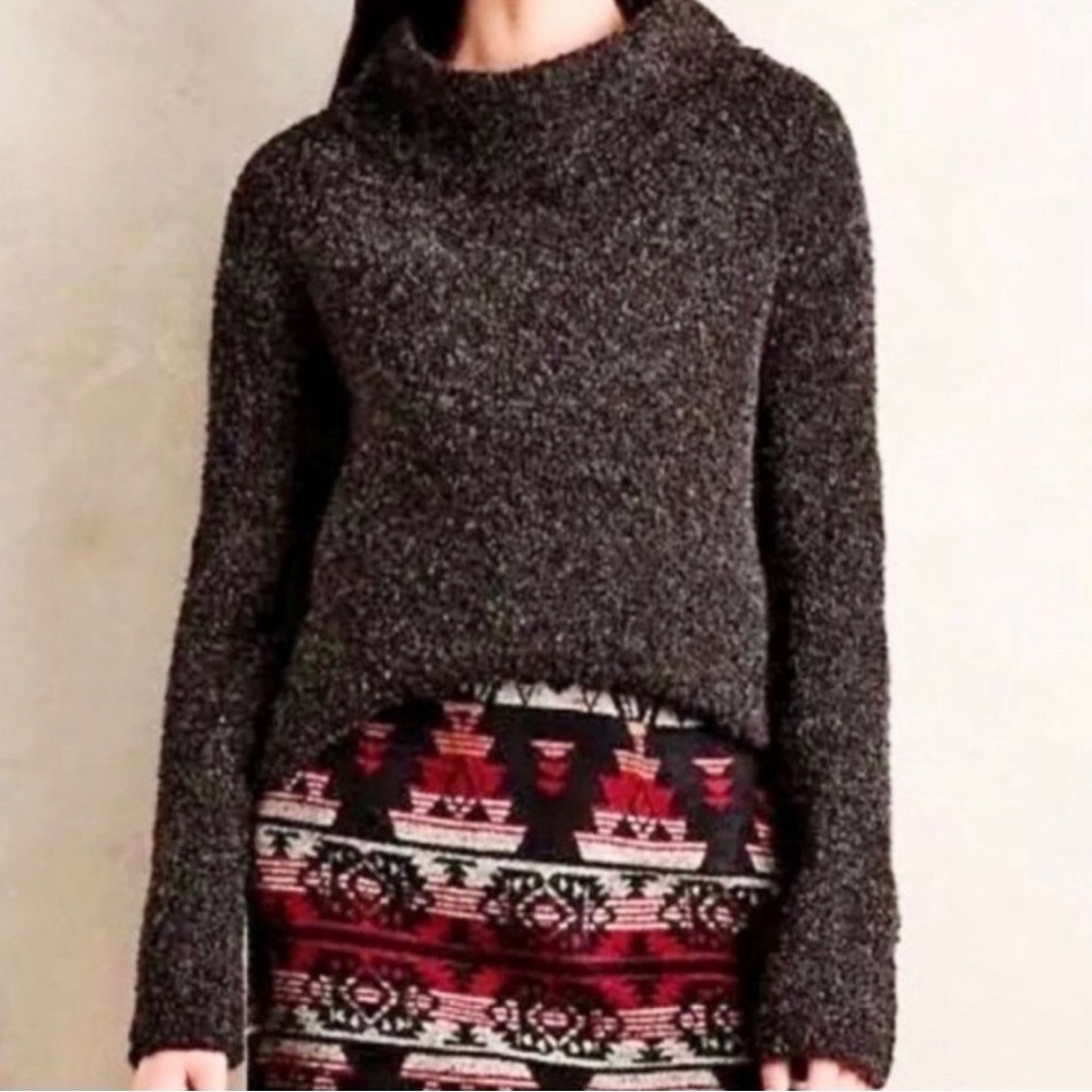 Anthropologie Moth Boucle Mock Turtleneck Sweater Size M